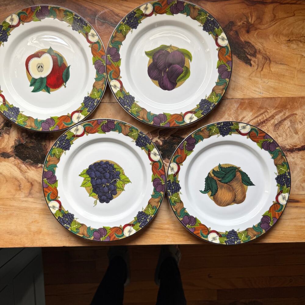Dansk Cornucopia Fall Fruit Portugal Set of 4 Salad Plates 8-3/4" Diameter